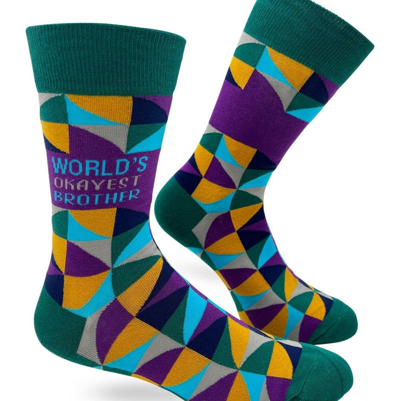 Fabdaz World's Okayest Brother Men's Novelty Crew Socks