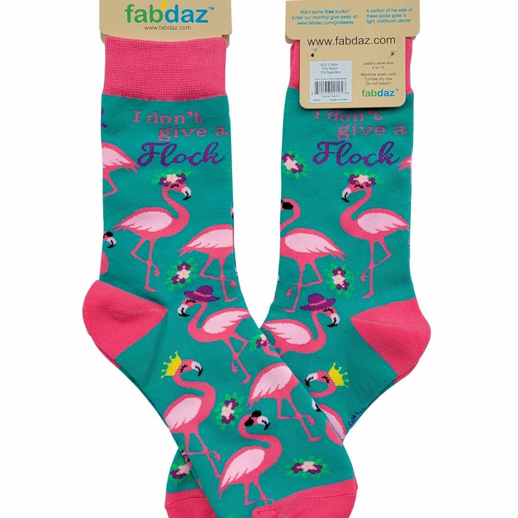 Fabdaz Fabdaz I Don't Give A Flock Women's Crew Socks Featuring Pink Flamingo