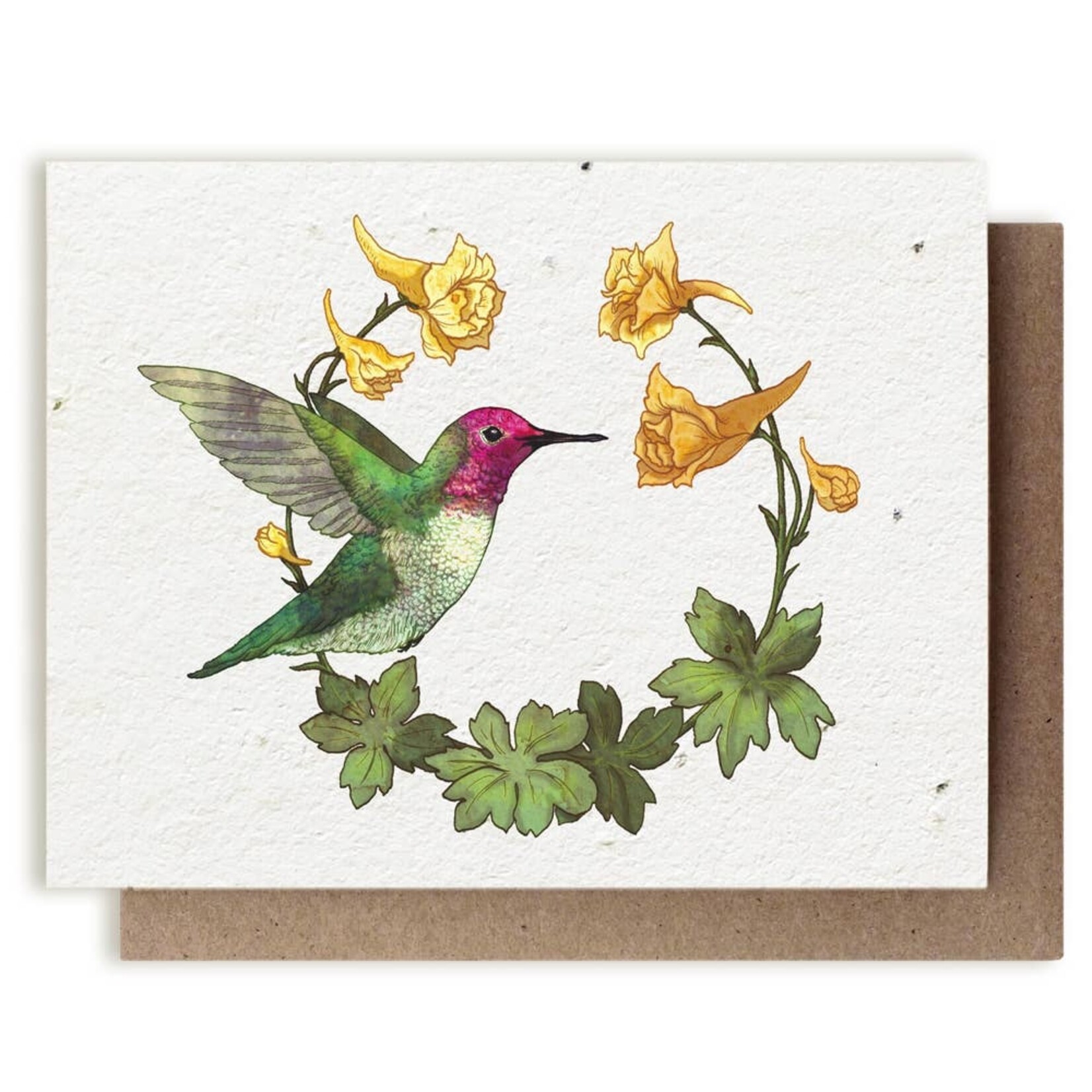 Small Victories Small Victories Anna's Hummingbird & Yellow Larkspur Plantable Herb Card