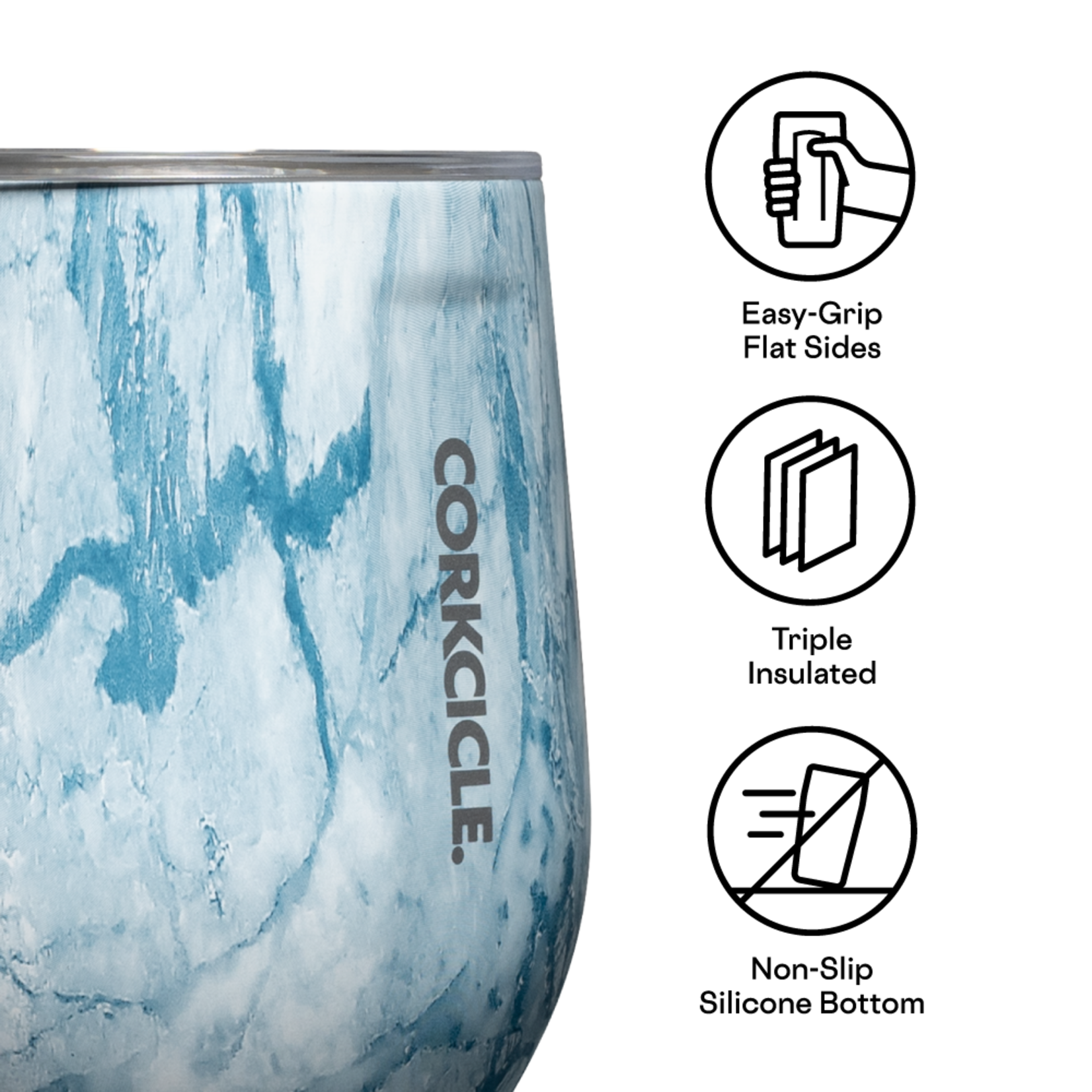 Corkcicle Corkcicle Stemless Cup Blue Marble | 12oz