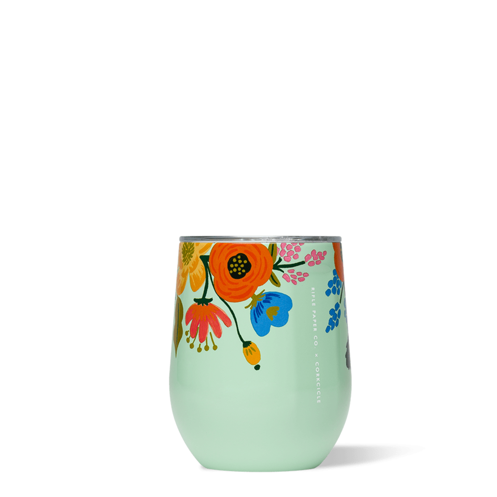 Corkcicle Corkcicle + Rifle Paper  Stemless Cup Mint Lively Floral | 16oz