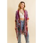 Leto Accessories Paisley Kimono | Maroon