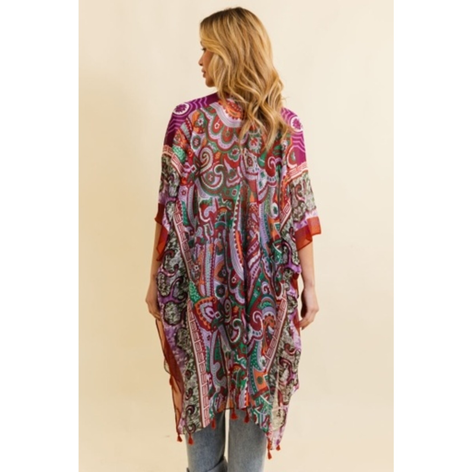 Leto Accessories Leto Accessories Paisley Kimono | Maroon