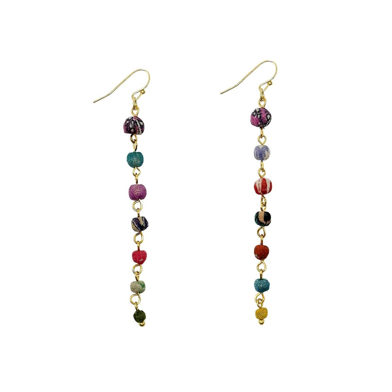 World Finds World Finds Kantha Milieu Linear Earrings