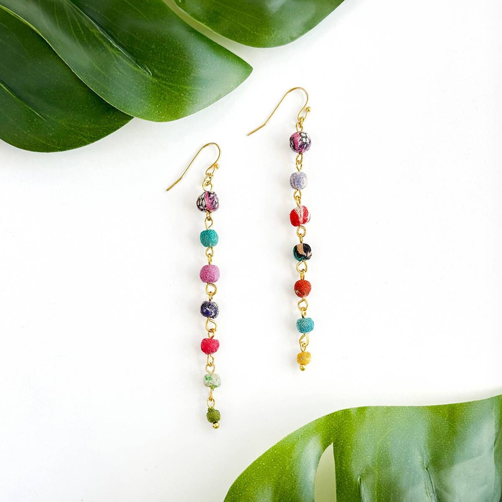 World Finds World Finds Kantha Milieu Linear Earrings