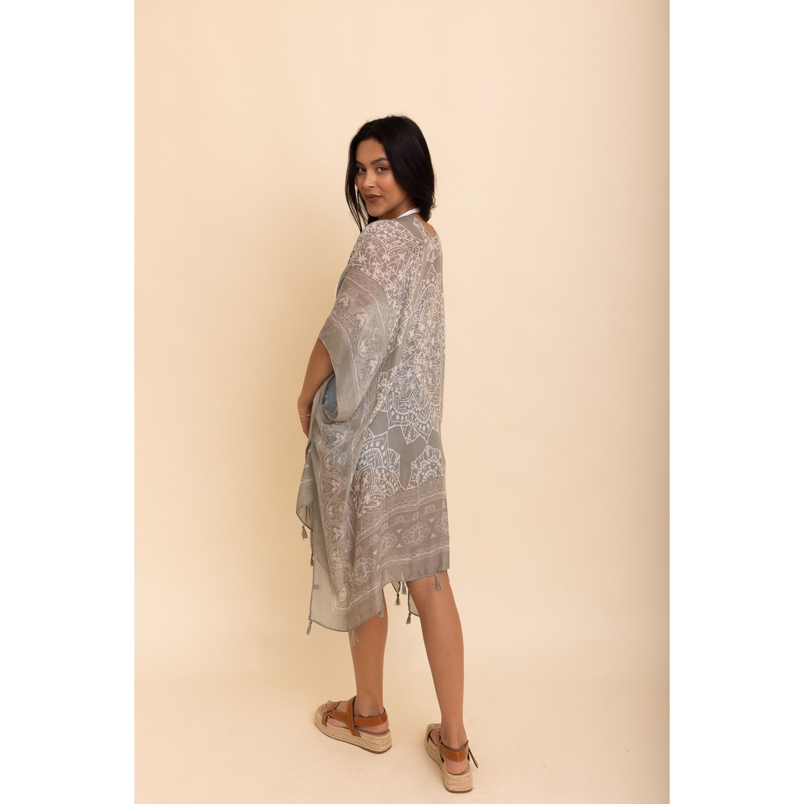 Leto Accessories Leto Tassel Kimono Olive