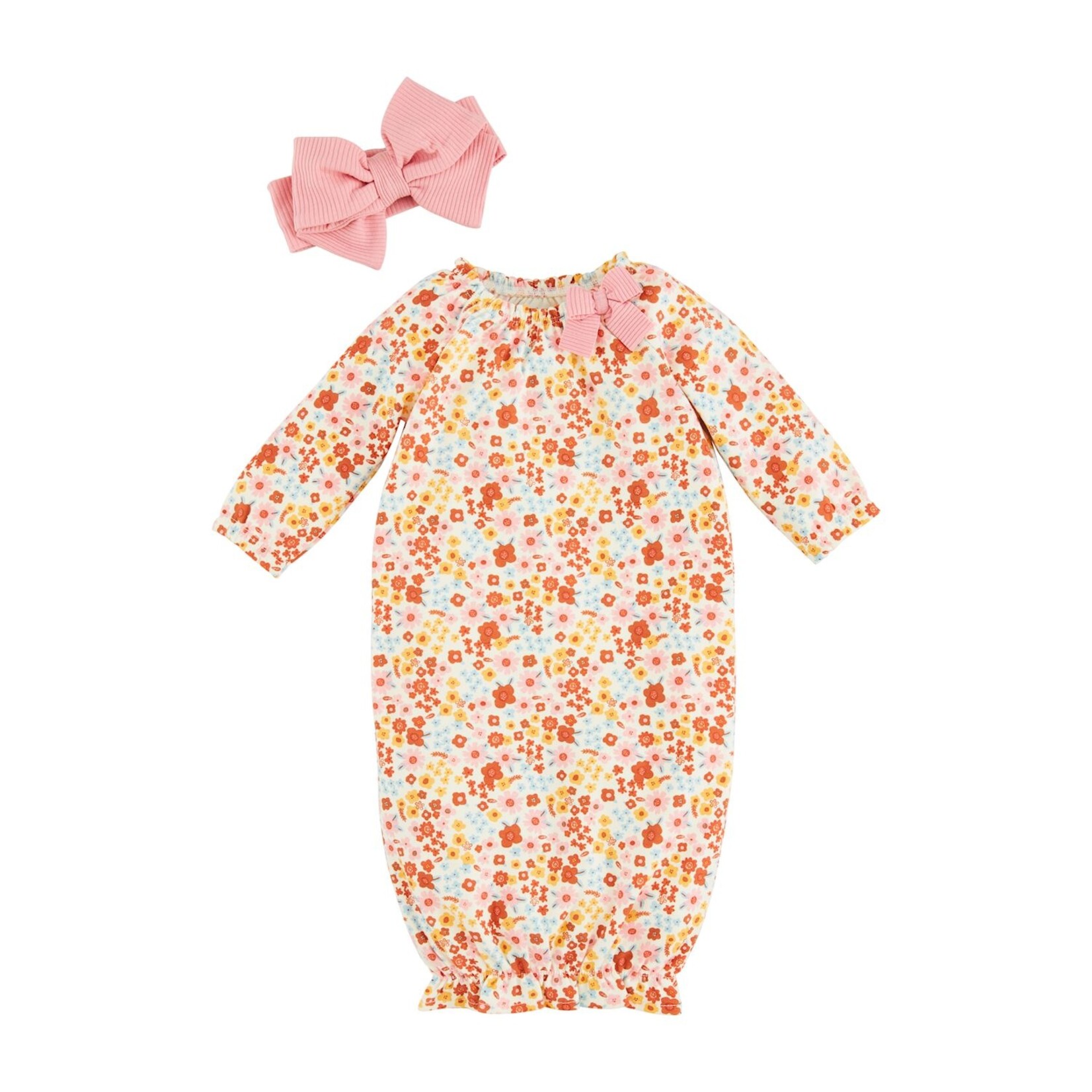 Mudpie MudPie  Floral Gown & Headband | 0-3 months