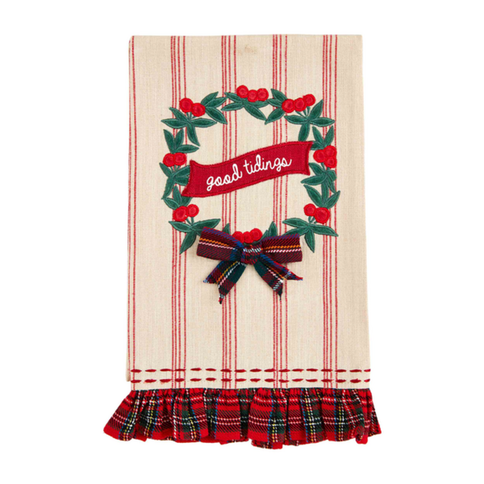 Mudpie Mudpie Christmas Wreath Applique Towel