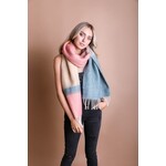 Leto Accessories Color Block Faux Mohair Scarf | Pink/Sage