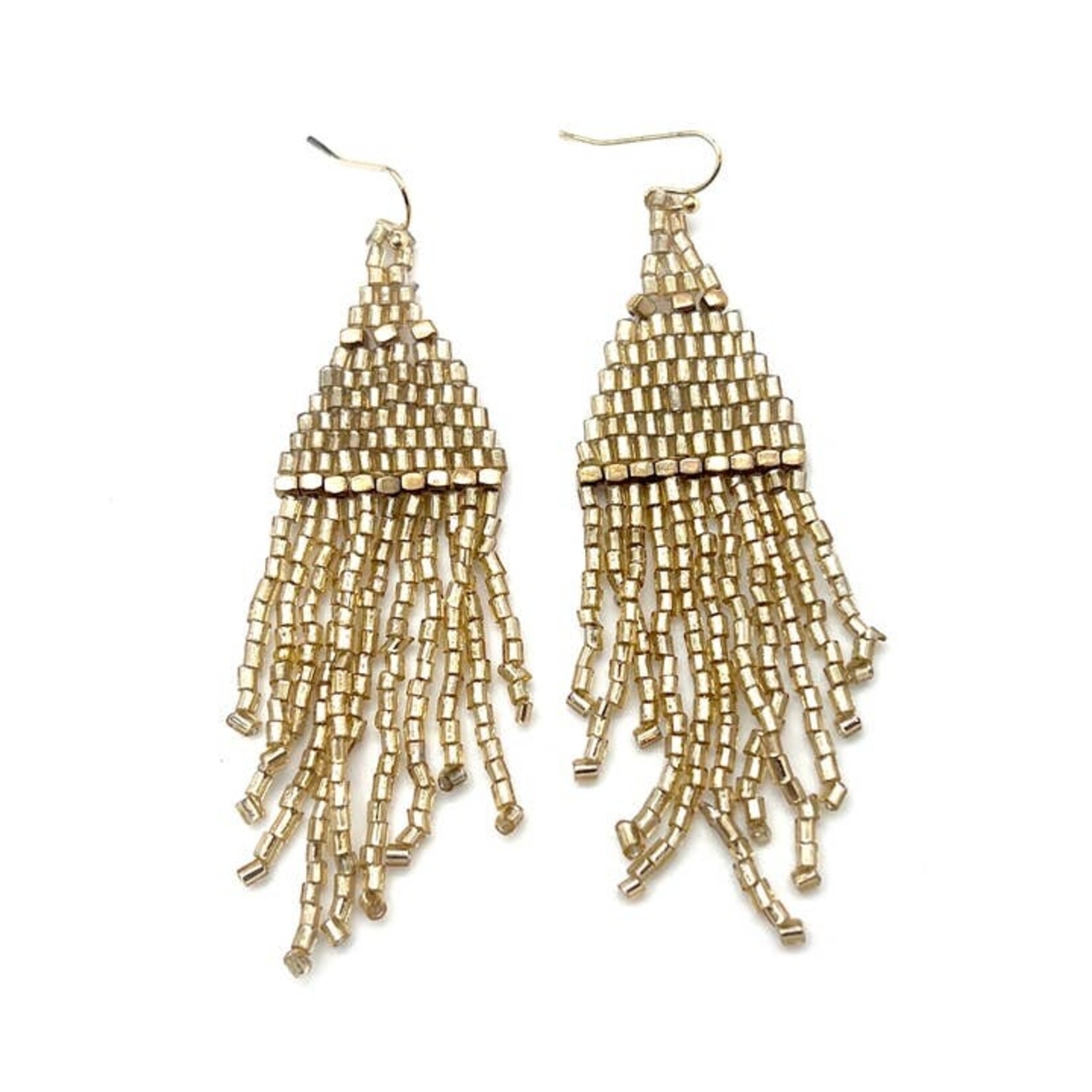 Anju Anju Seedbead Tapered Fringe Earrings