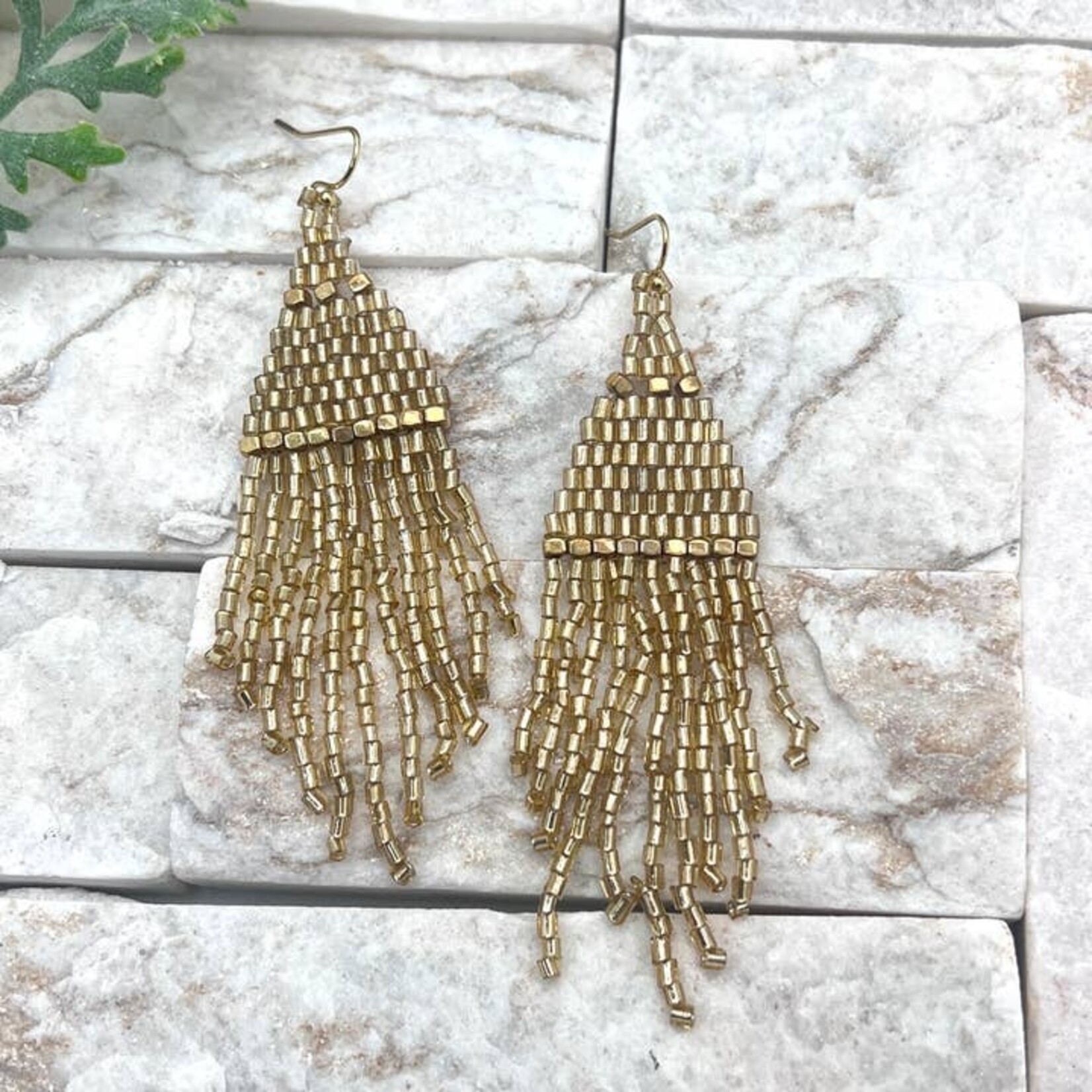 Anju Anju Seedbead Tapered Fringe Earrings
