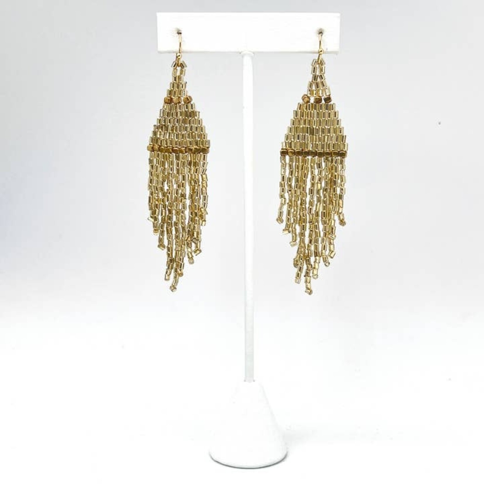 Anju Anju Seedbead Tapered Fringe Earrings