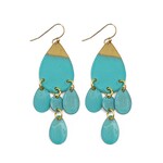 Anju Brass Patina Earrings - Blue Dangles