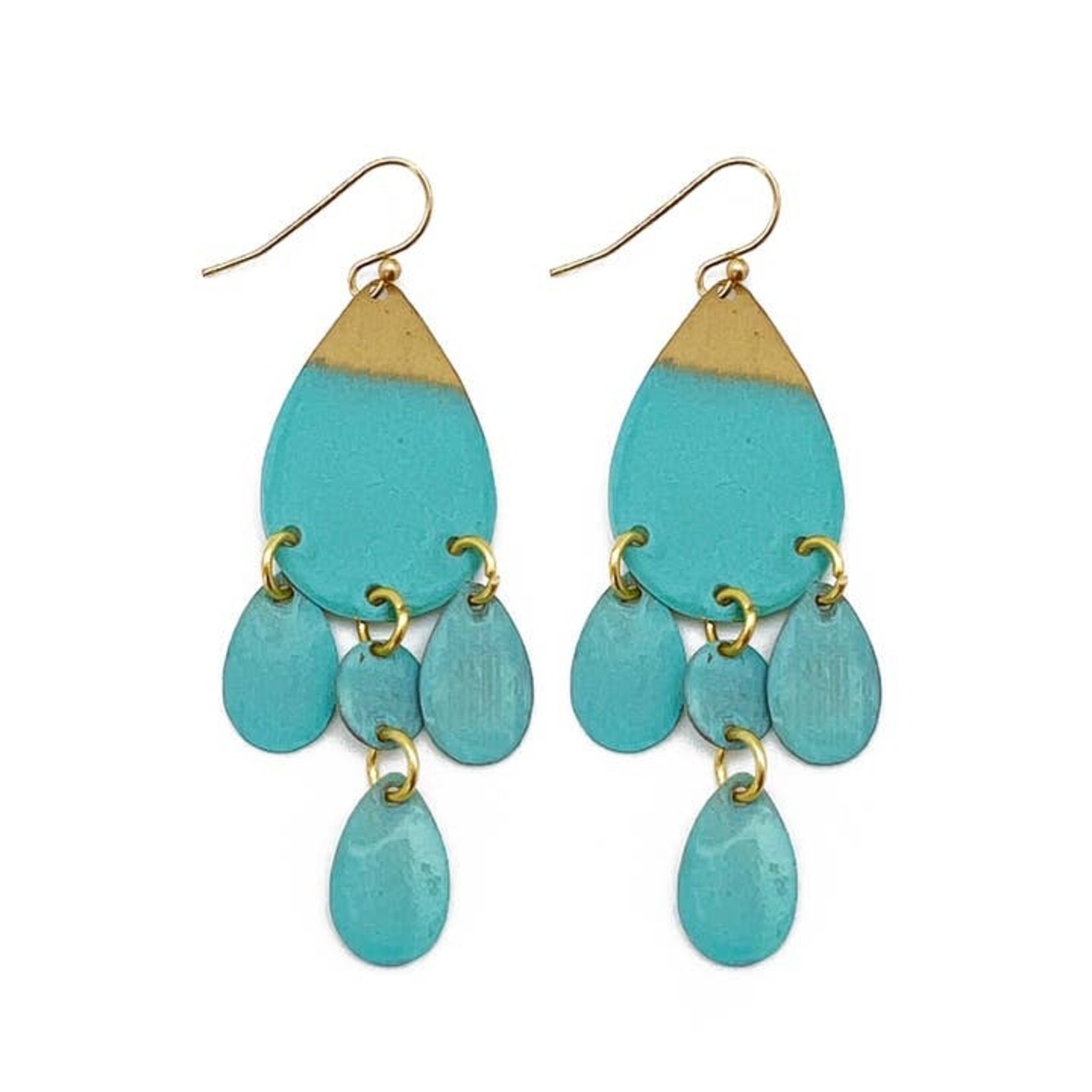 Anju Anju Brass Patina Earrings - Blue Dangles