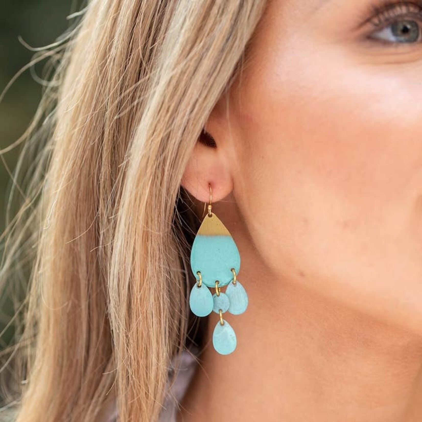 Anju Anju Brass Patina Earrings - Blue Dangles