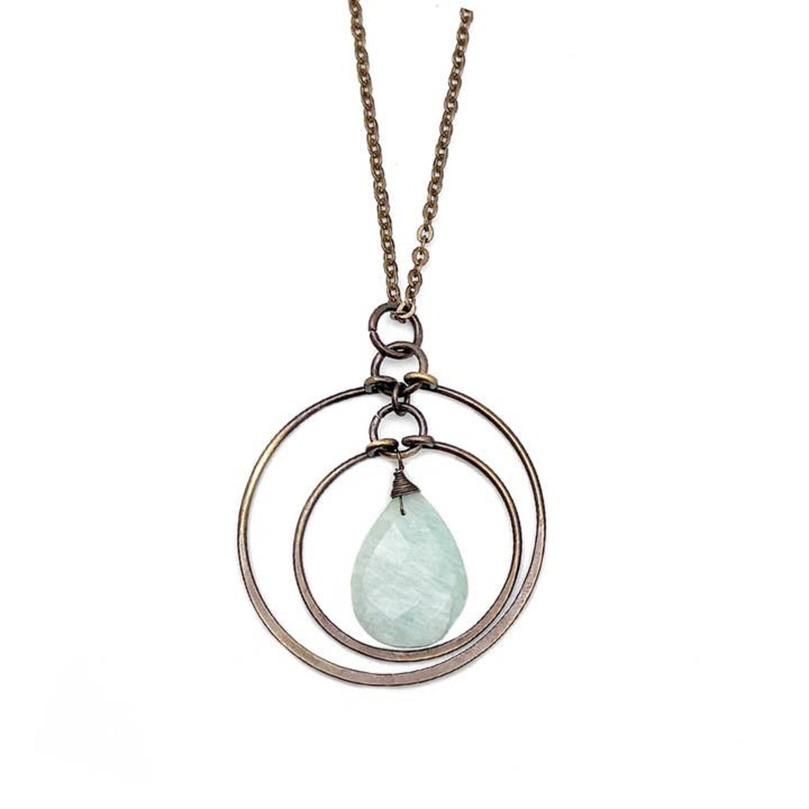 Anju Anju Brass Rings and Amazonite Necklace