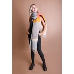 Leto Accessories Color Block Faux Mohair Scarf Blue/Oatmeal  Scarf