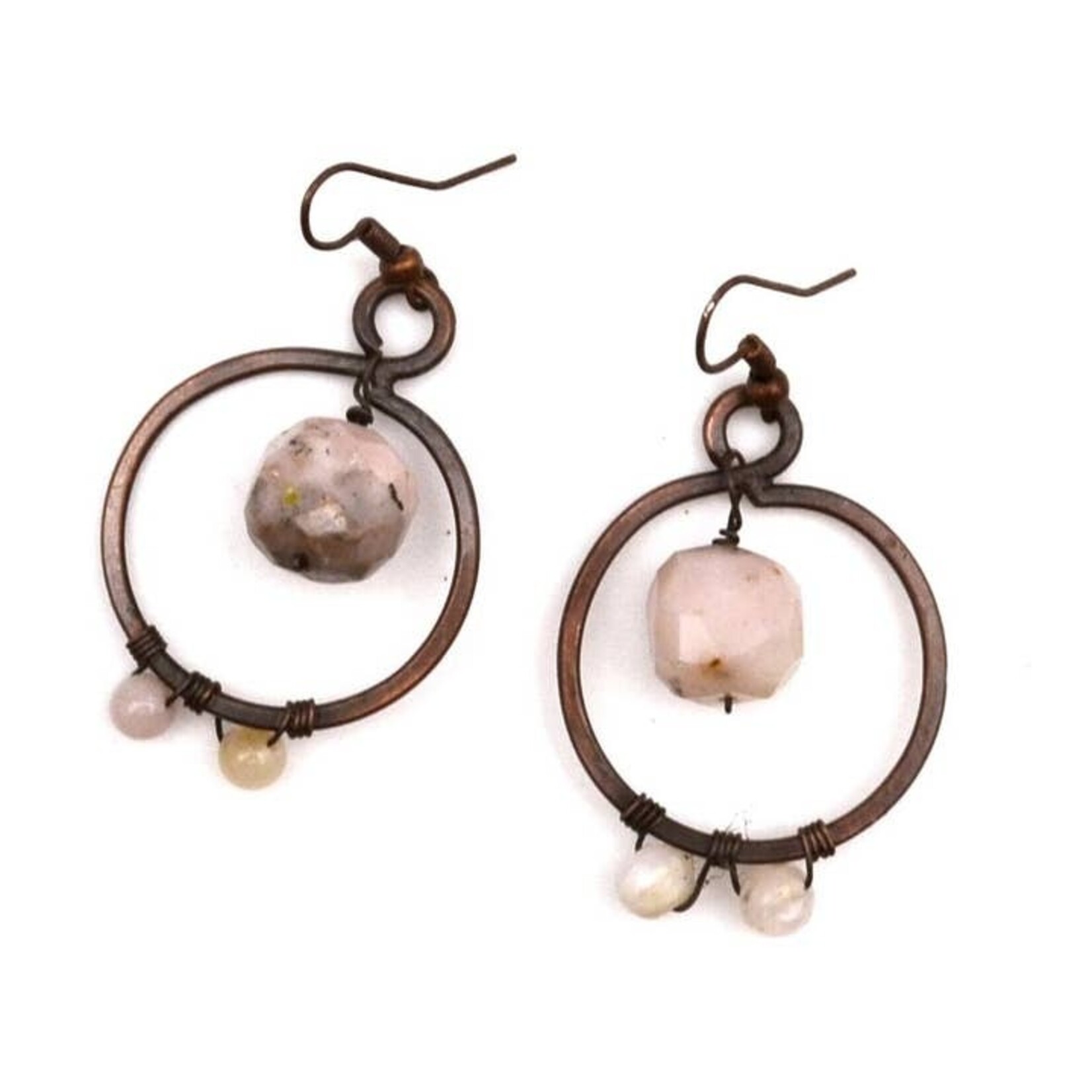 Anju Anju Pink Opal Copper Ring Earrings