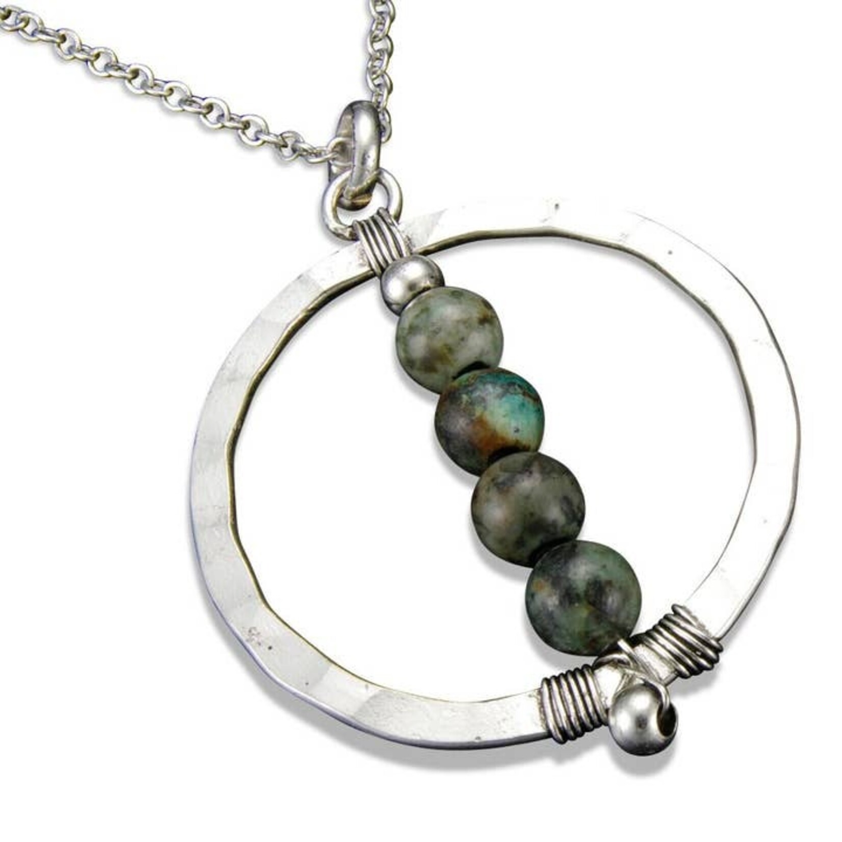 Anju Anju Antique Silver with Azurite Jasper Necklace