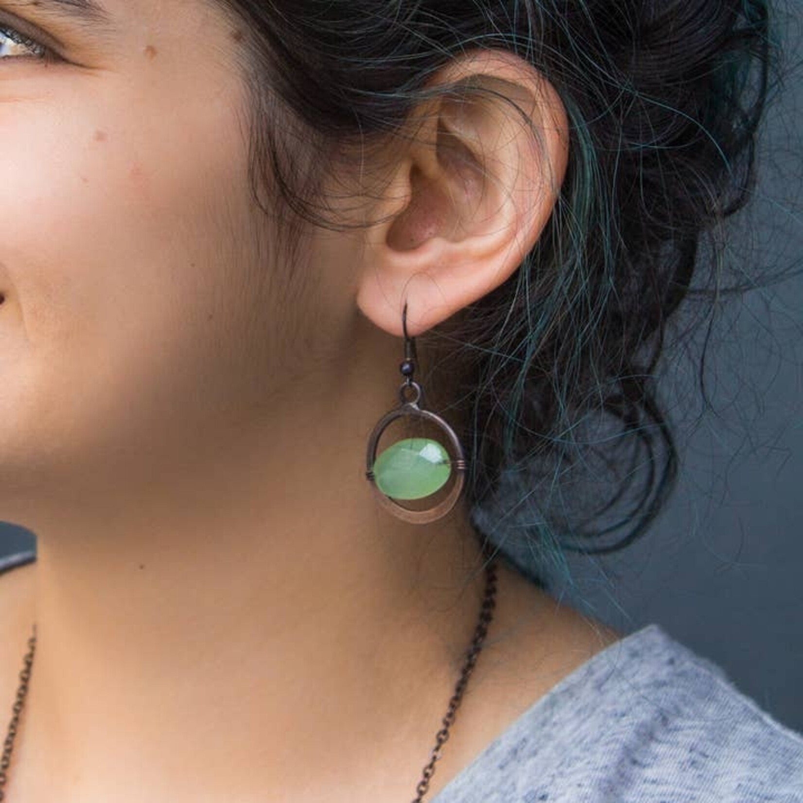 Anju Anju Copper Circle Earrings with Aventurine