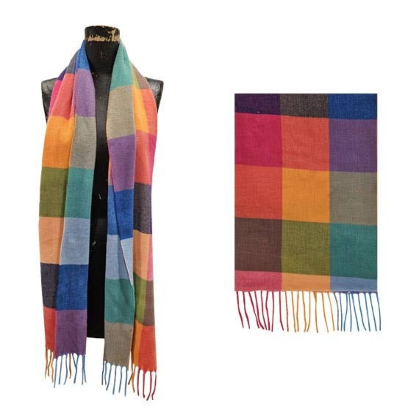 Mediterranean Concepts Access by Mediterranean Bright Block Check Cashmere Touch Muffler