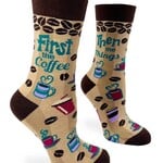 Fabdaz First the Coffee Then the Things Women's Crew Socks