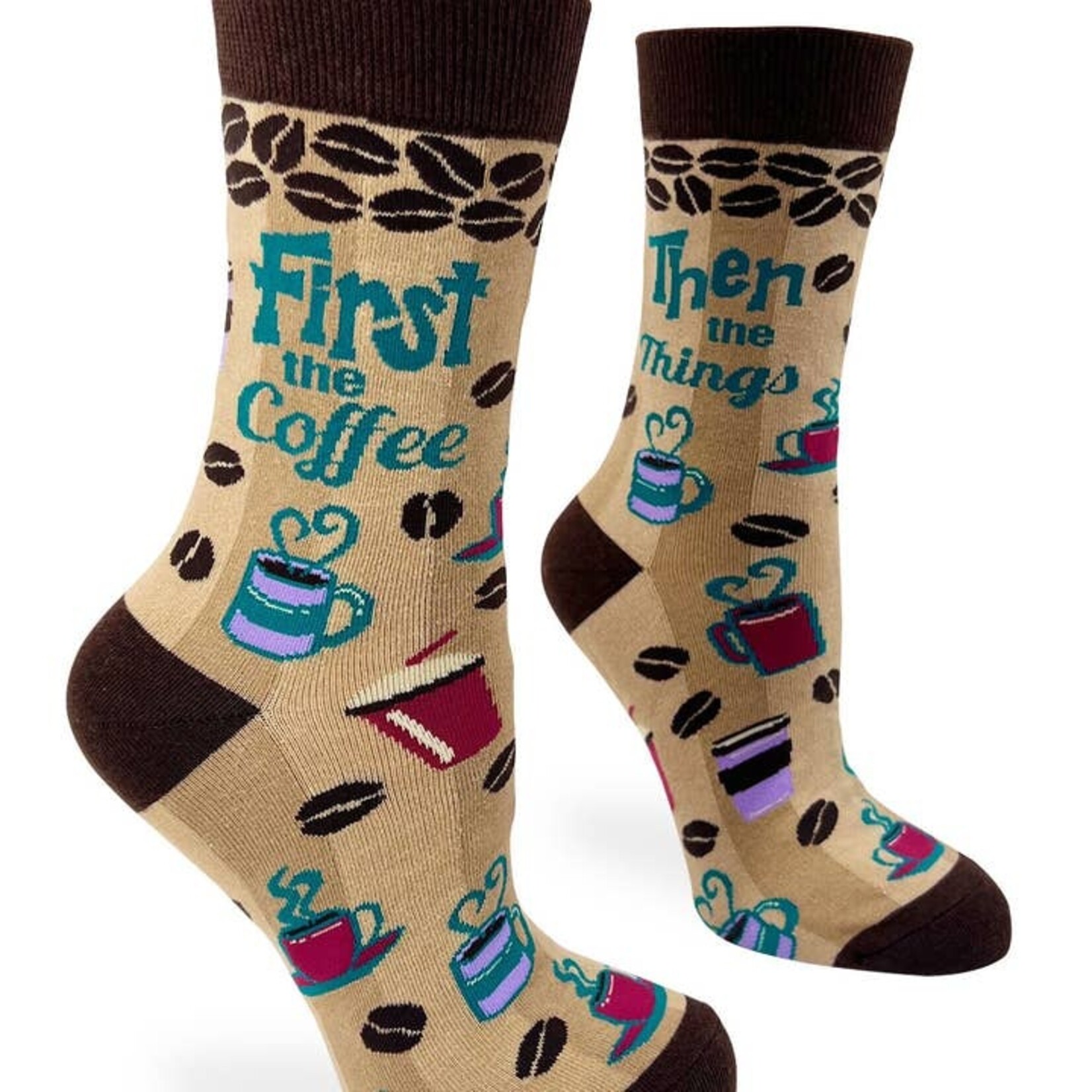 Fabdaz Fabdaz- First the Coffee Then the Things Women's Crew Socks