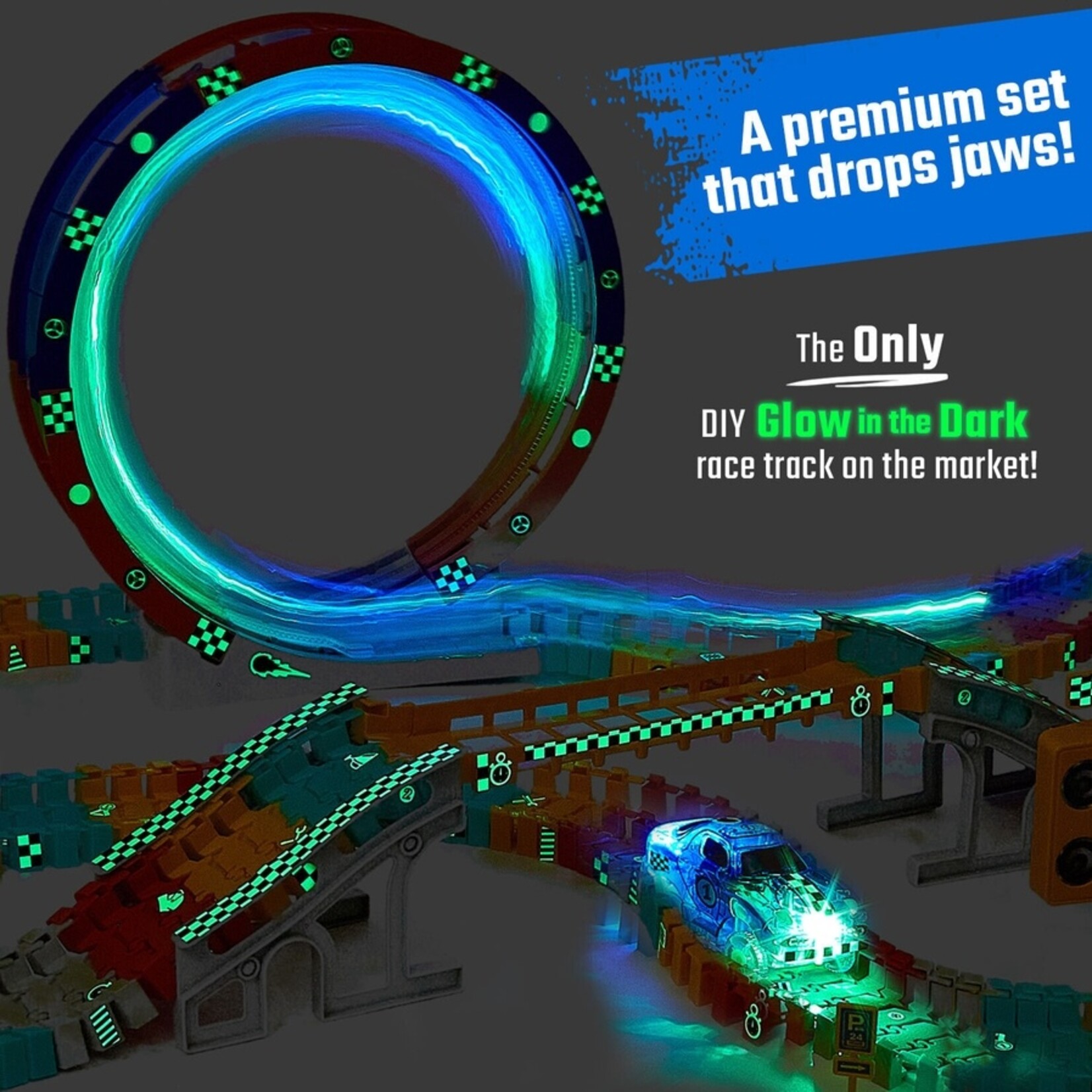 Jittery Git Jittery Git- Flashtrack Glow in the Dark Racing & Building Track Set