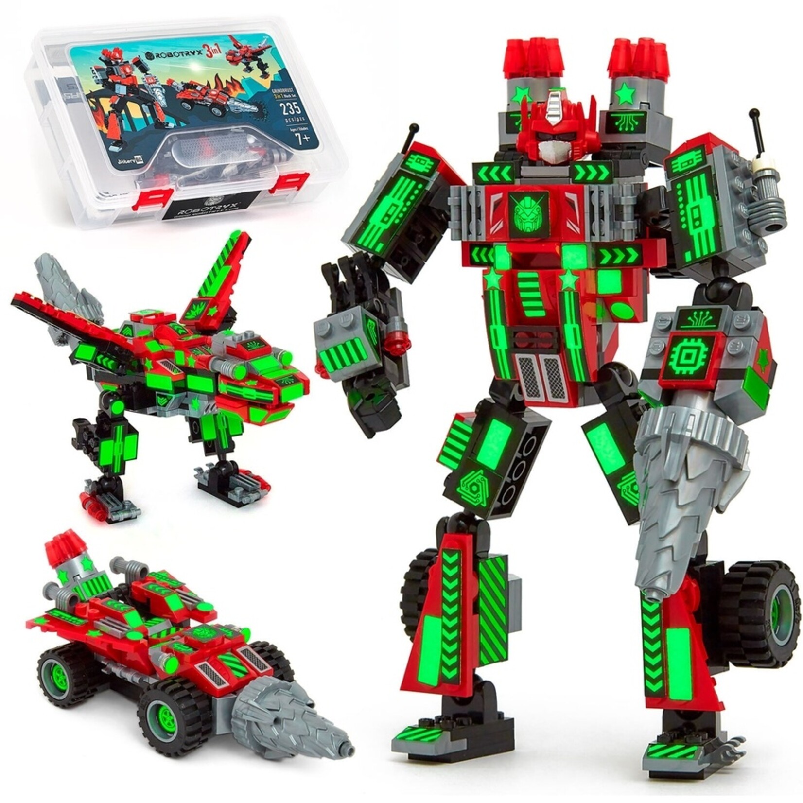 Jittery Git Jittery Git- Robot-Car-Animal 3 in 1 Toy Kit (235 Pc) Robotryx Grindburst