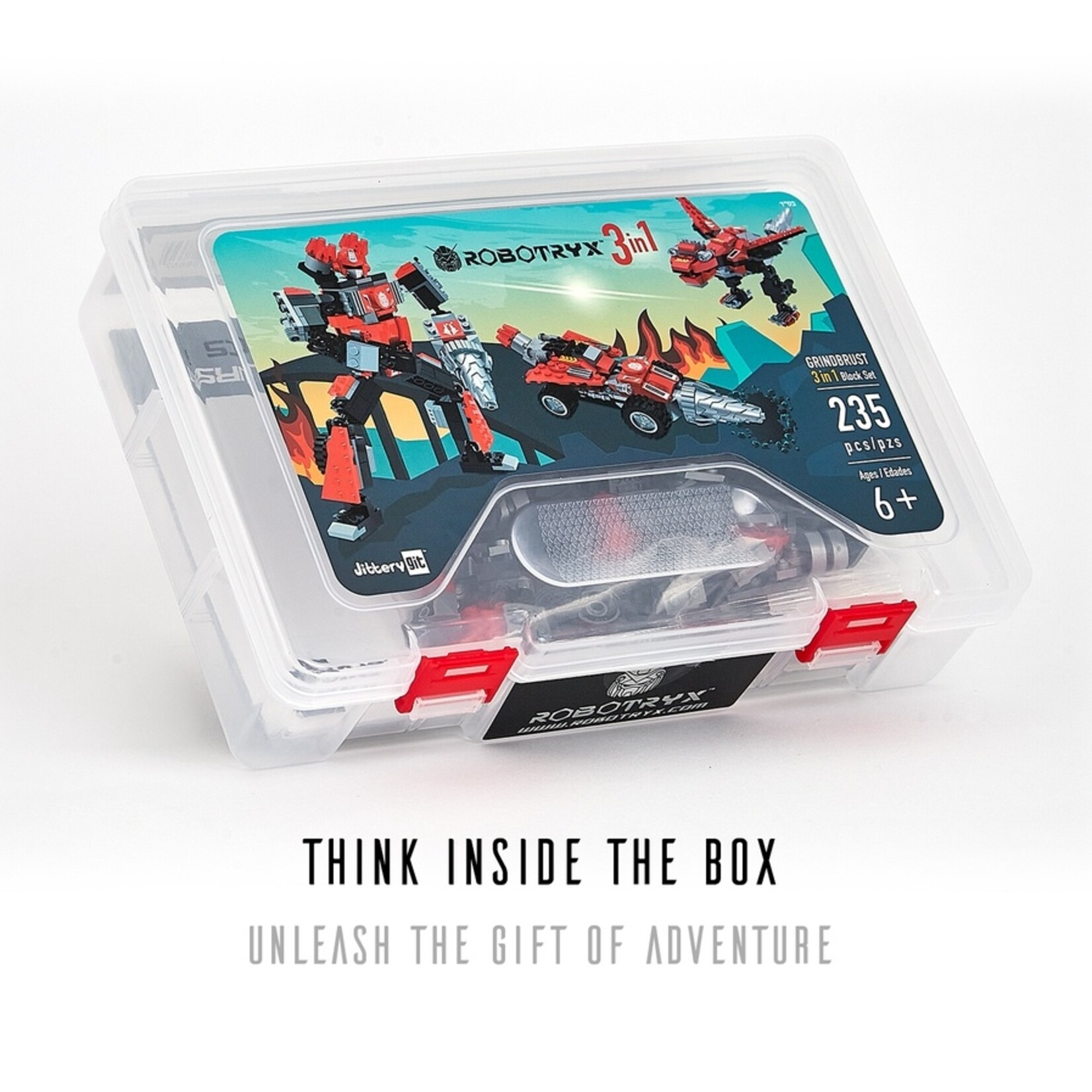 Jittery Git Jittery Git- Robot-Car-Animal 3 in 1 Toy Kit (235 Pc) Robotryx Grindburst
