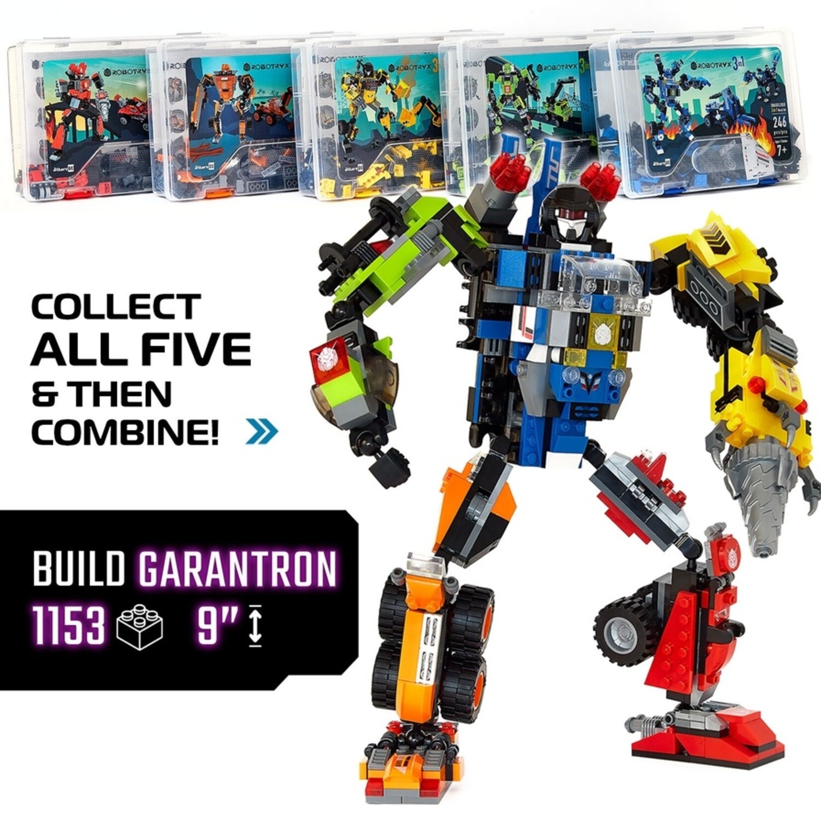 Jittery Git Jittery Git- Robot-Car-Animal 3 in 1 Toy Kit (235 Pc) Robotryx Grindburst