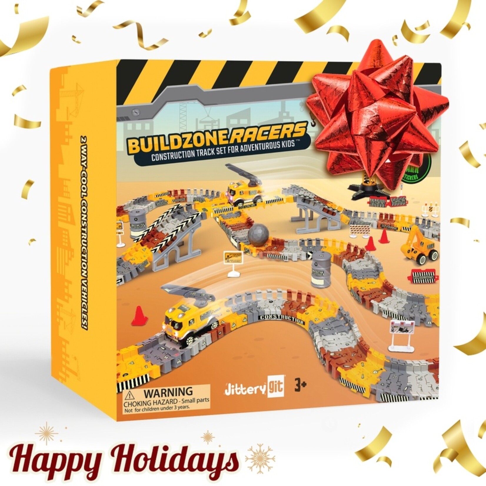 Jittery Git Jittery Git- Construction Toy Track Car Set - Stem Glow in the Dark Toys