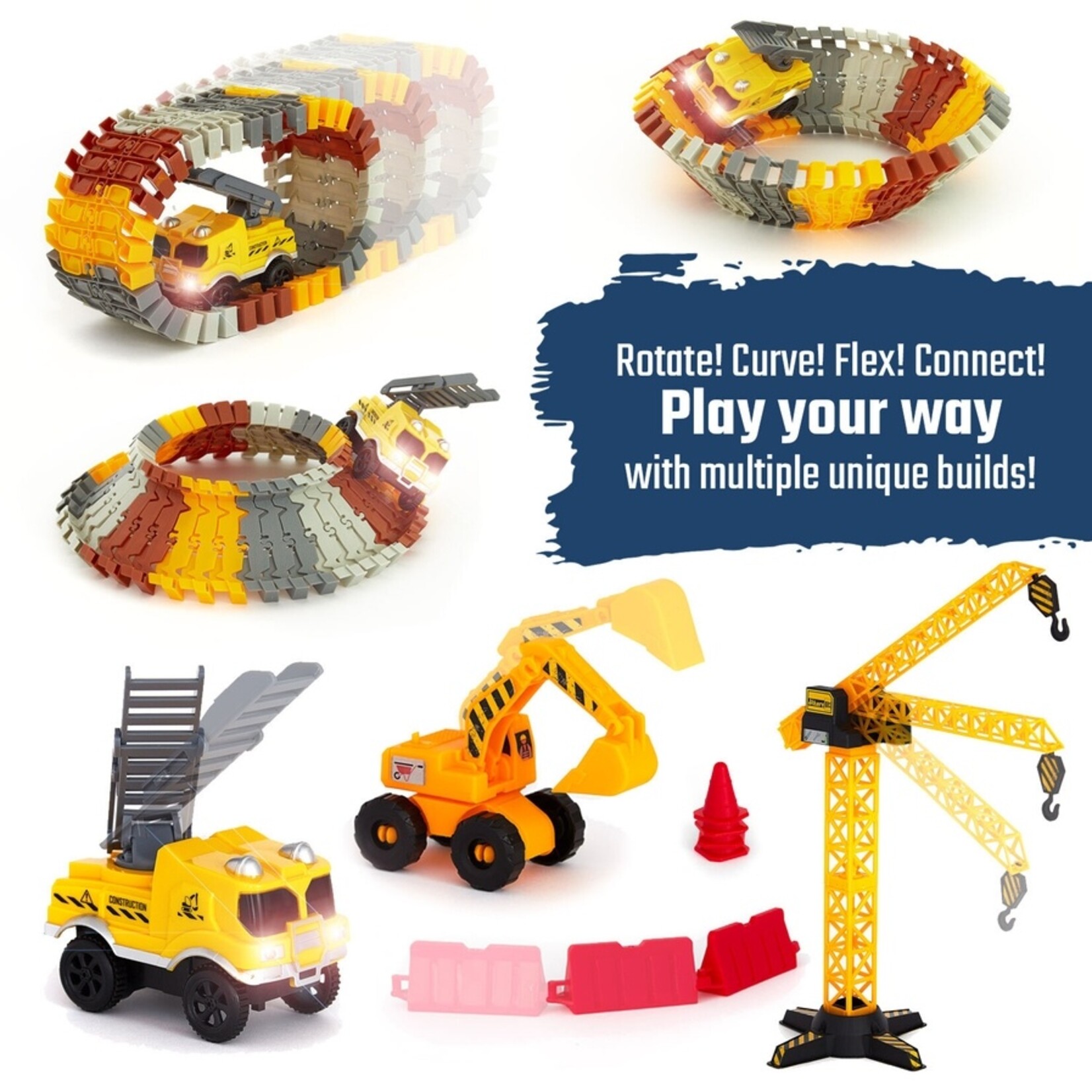 Jittery Git Jittery Git- Construction Toy Track Car Set - Stem Glow in the Dark Toys