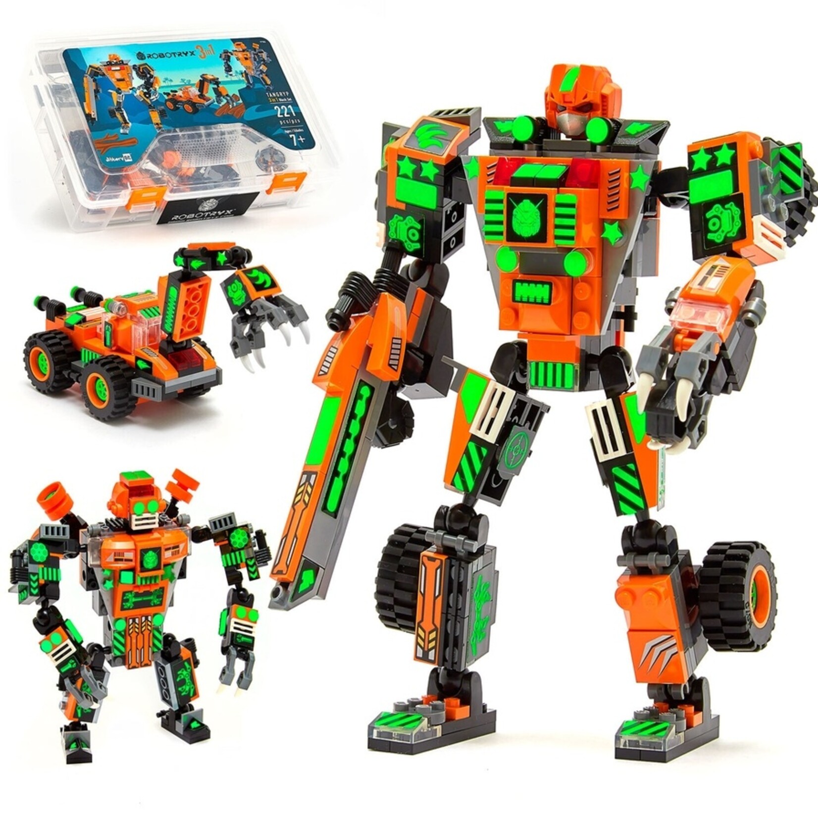 Jittery Git Jittery Git -3-in-1 Toy Building Set (221 Pc) Robotryx Tangryp