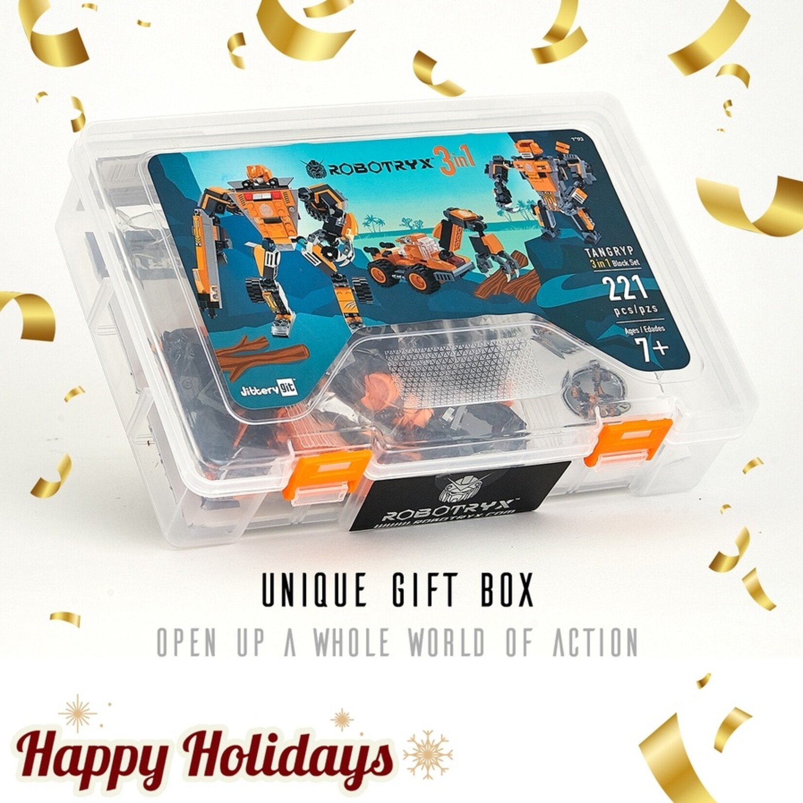 Jittery Git Jittery Git -3-in-1 Toy Building Set (221 Pc) Robotryx Tangryp