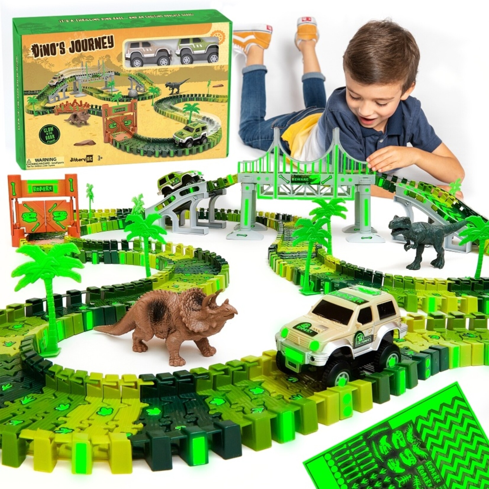 Jittery Git Jittery Git- Dino Race Car Track Set Toy