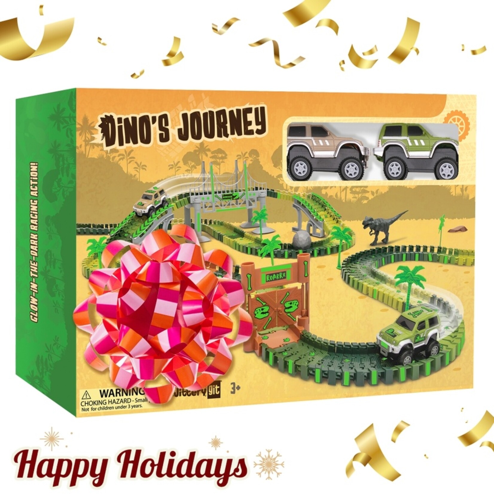 Jittery Git Jittery Git- Dino Race Car Track Set Toy