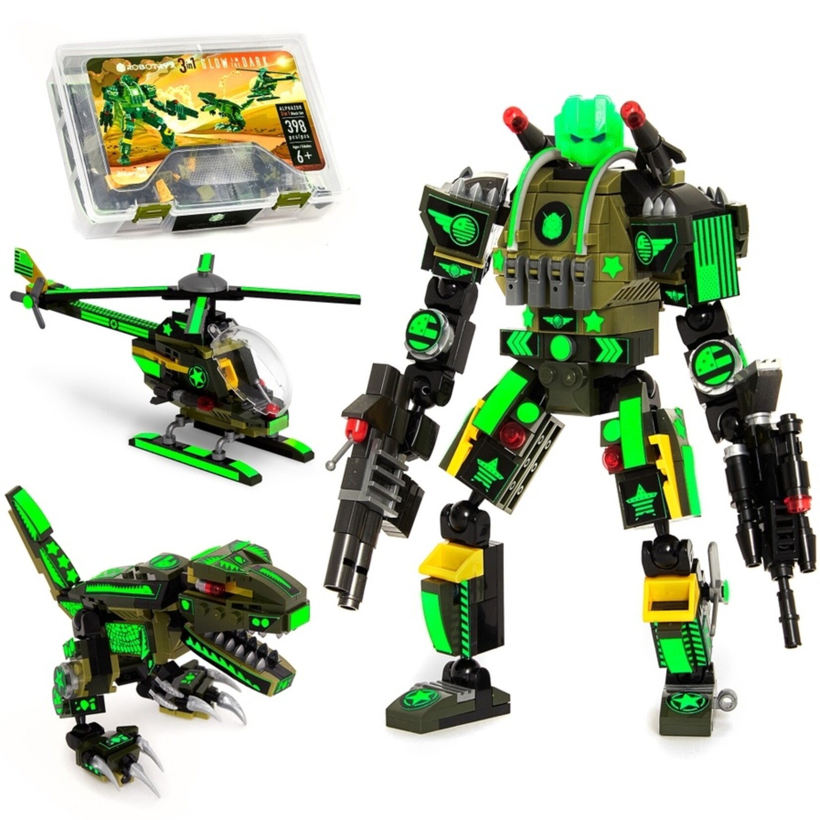 Jittery Git Jittery Git- Glow in the Dark Army Robot 3-in-1 Set (398 Pc) Alphazor