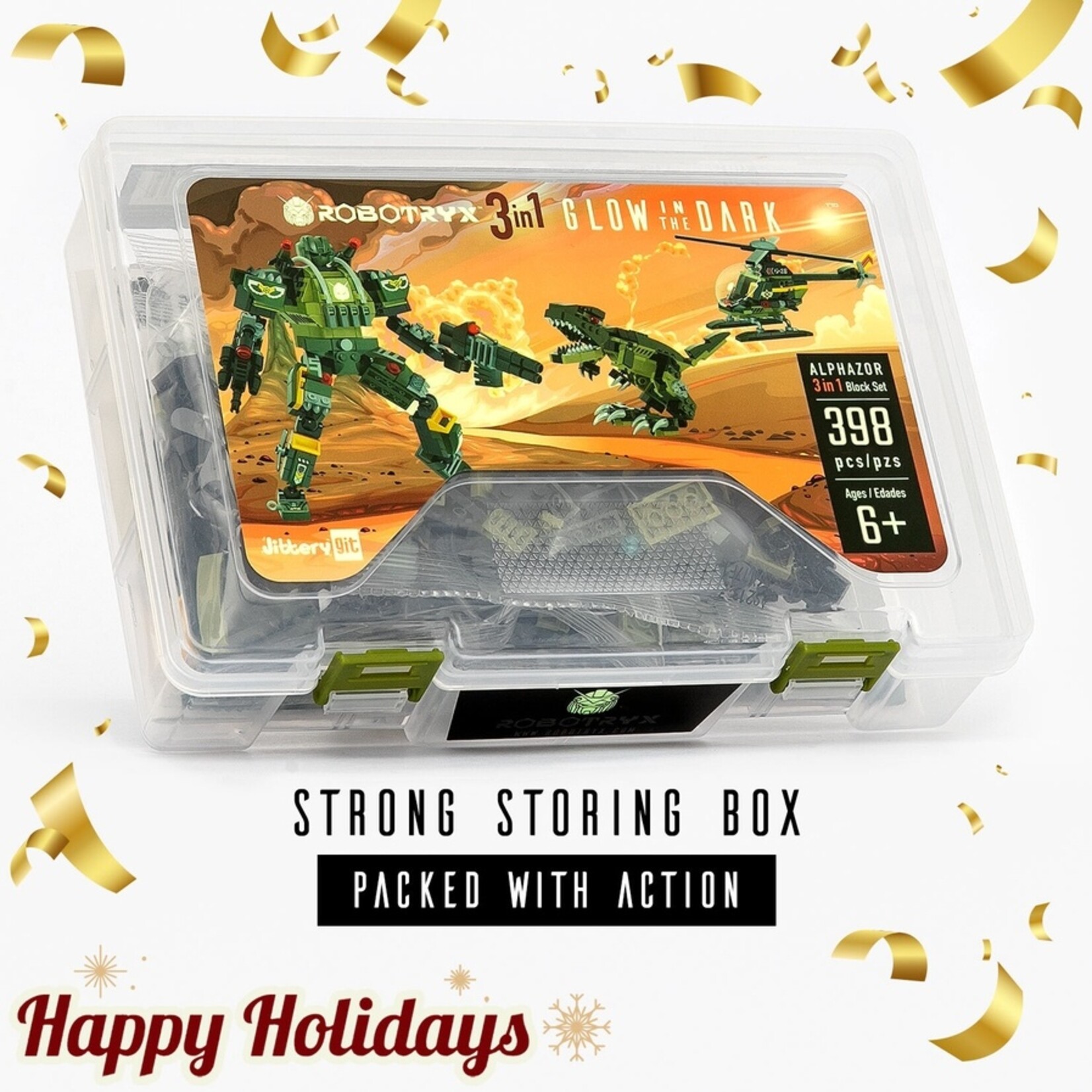 Jittery Git Jittery Git- Glow in the Dark Army Robot 3-in-1 Set (398 Pc) Alphazor