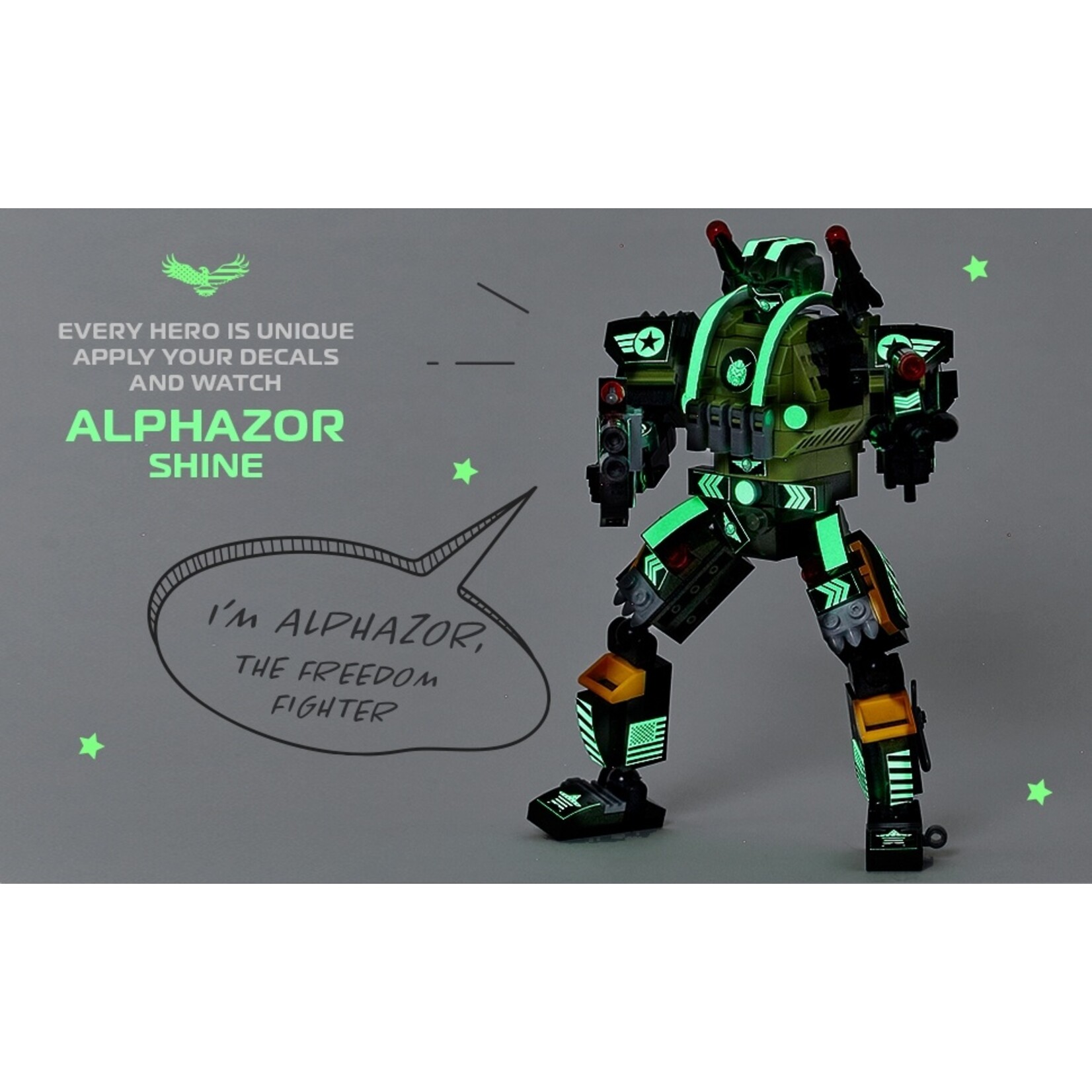 Jittery Git Jittery Git- Glow in the Dark Army Robot 3-in-1 Set (398 Pc) Alphazor