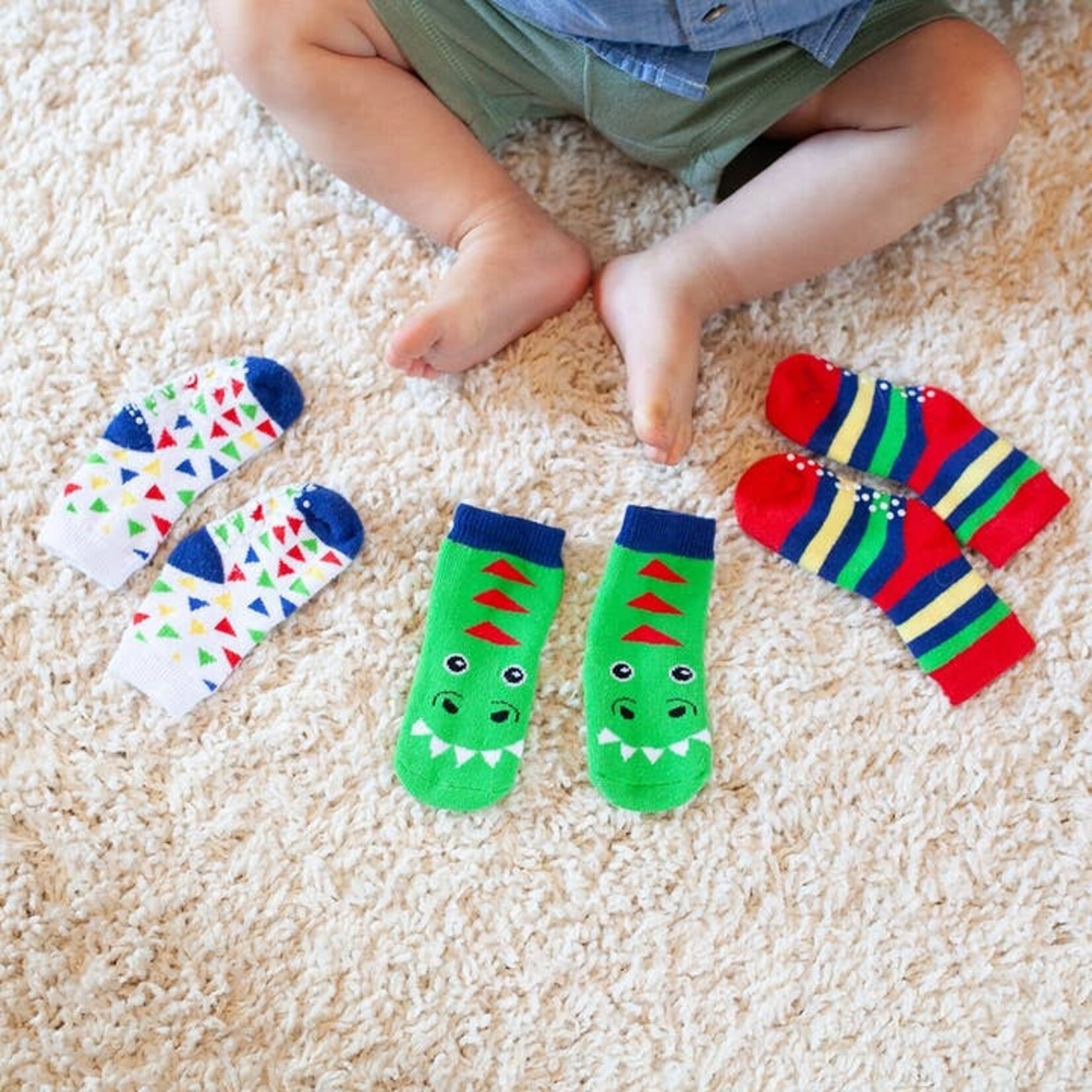 Zoocchini Zoocchini Comfort Terry Socks | Devin the Dinosaur 0-24M | 3 Pairs