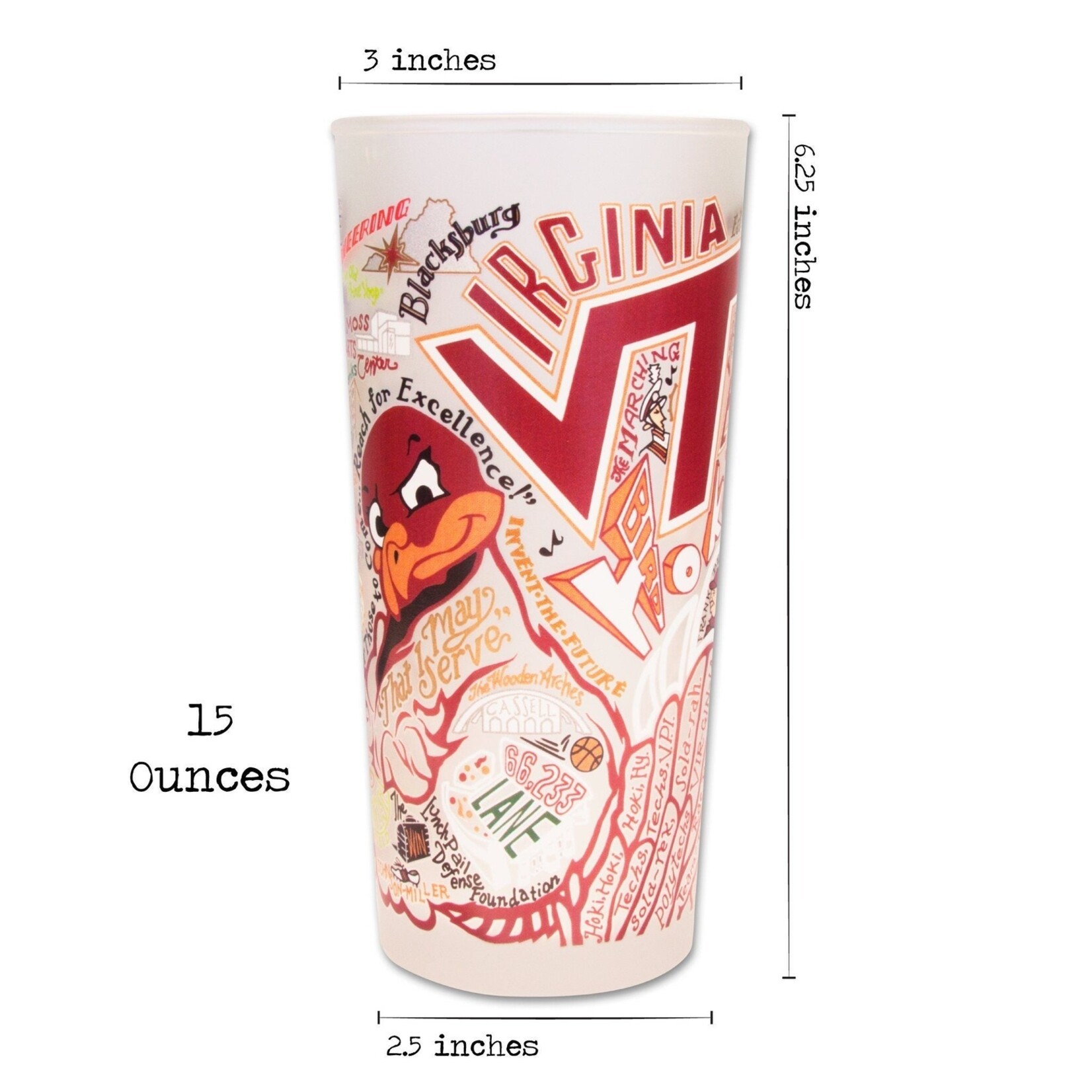 Cat Studio Cat Studio- Virginia Tech Collegiate Drinking Glass