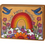 Primitives by Kathy Think Happy Thoughts Block Sign