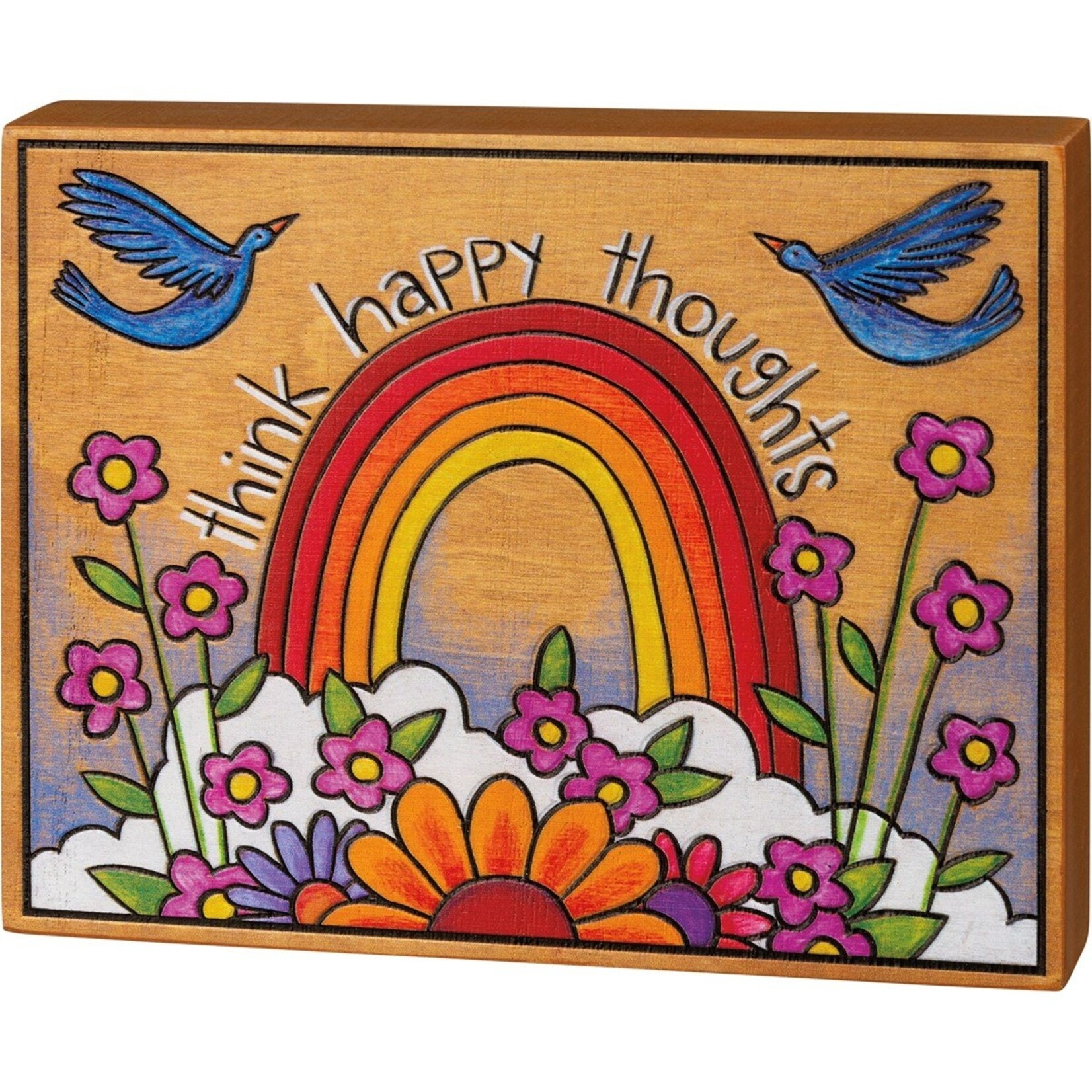 Primitives by Kathy Primitives by Kathy-Think Happy Thoughts Block Sign