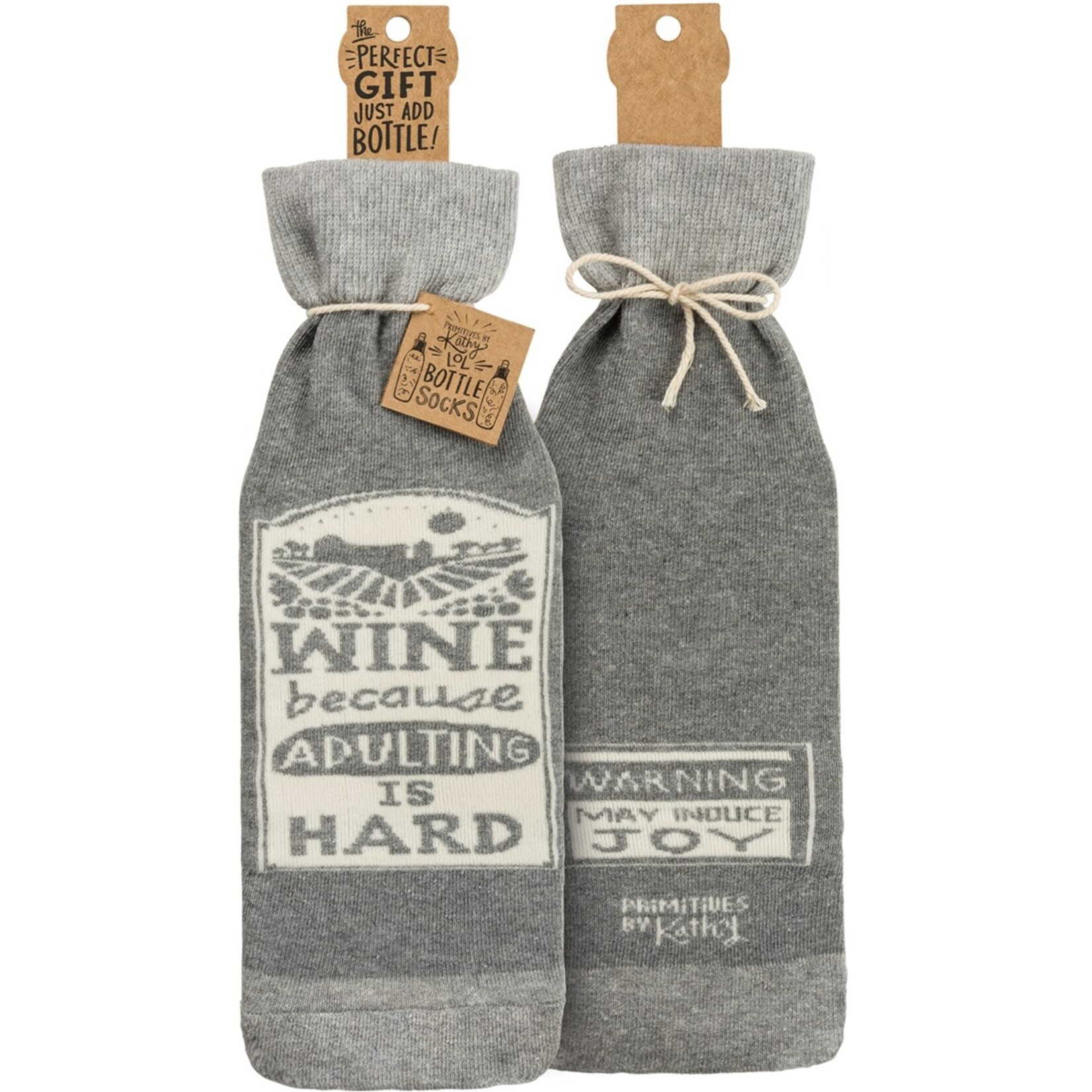 Primitives by Kathy Primitives by Kathy- Wine Because Adulting Is Hard Bottle Sock