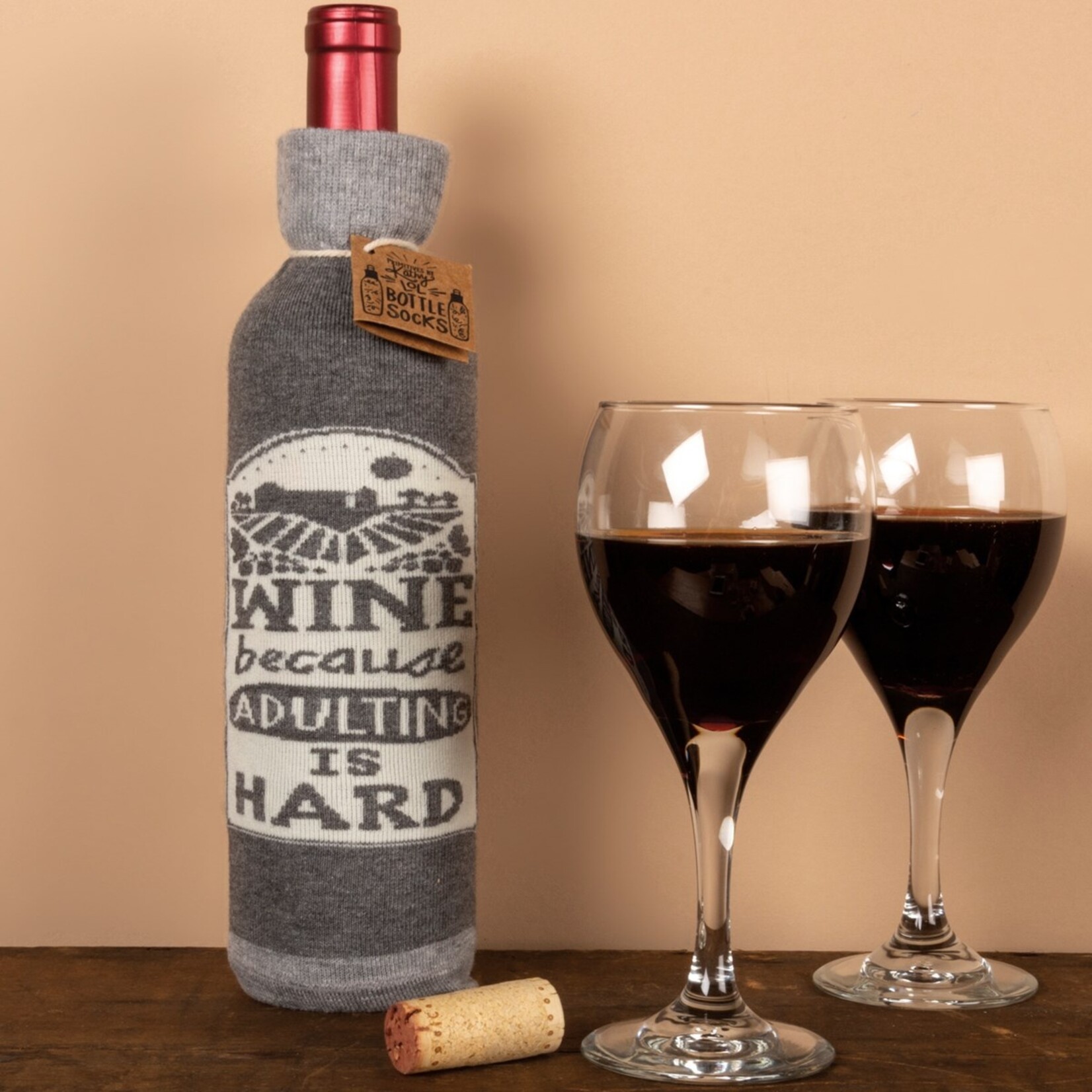 Primitives by Kathy Primitives by Kathy- Wine Because Adulting Is Hard Bottle Sock