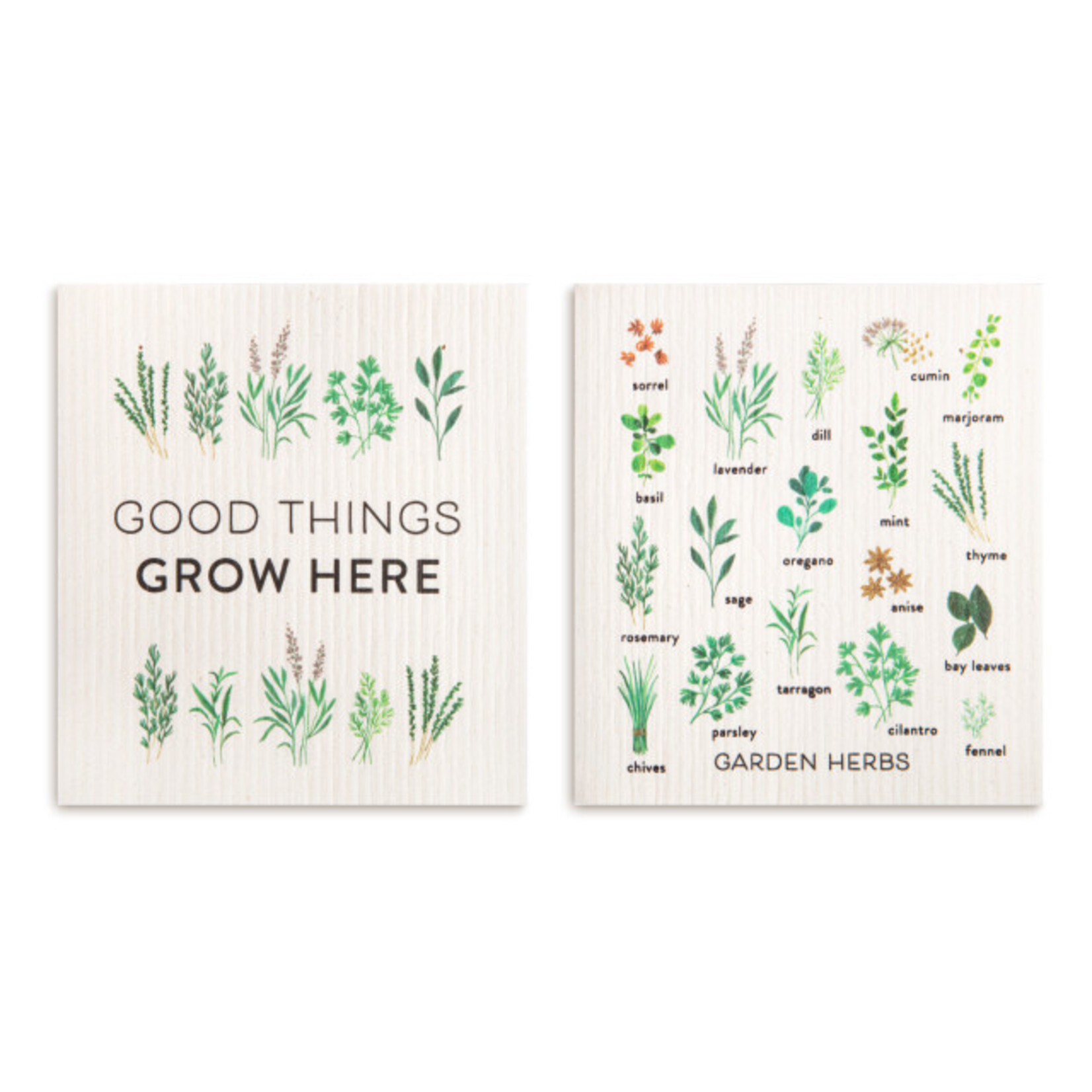 Demdaco Demdaco-Biodegradable Dish Cloths Set of 2 - Garden Herbs