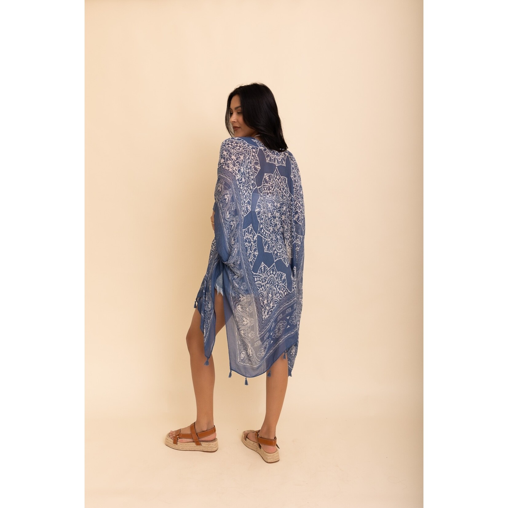 Leto Accessories Leto-Tassel Kimono Navy