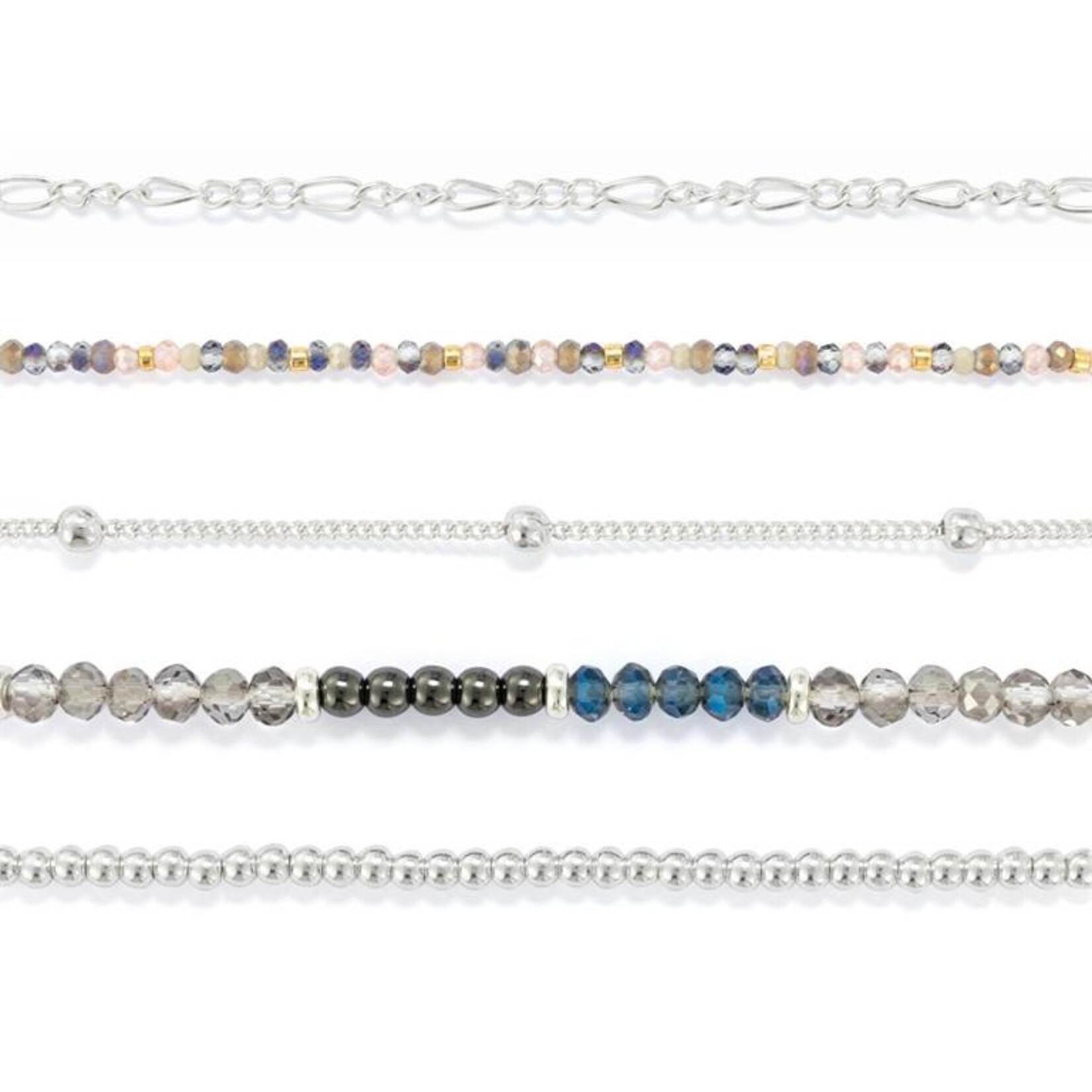 Demdaco Demdaco-Gunmetal Silver Bracelet Set of 5