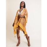 Leto Accessories Lightweight Moroccan Tassel Kimono-Mustard